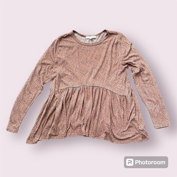 Women's Gaze Leopard Animal‎ Print Tunic Top Tan Medium Babydoll - Picture 1 of 7